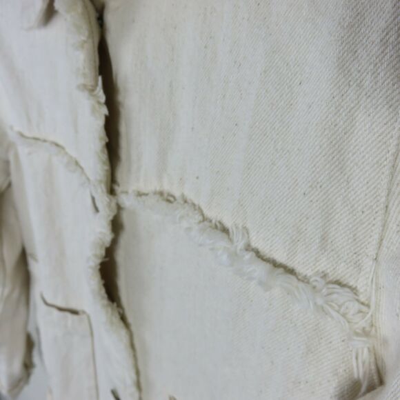 Mod Ref Frayed Hem Cream Jean Jacket - Women's Small - Picture 4 of 11